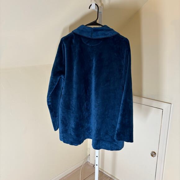 Le Chat Homewear EUC Women's Blue Faux Fur Open Cardigan Size 6 - Picture 4 of 4